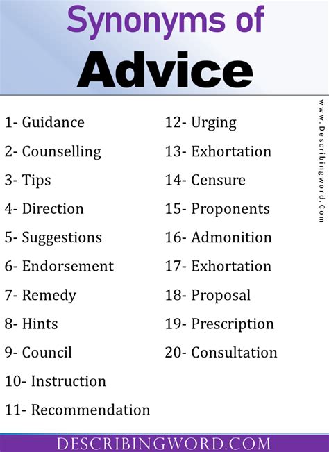 advice-giver synonym|Synonyms for Advice.